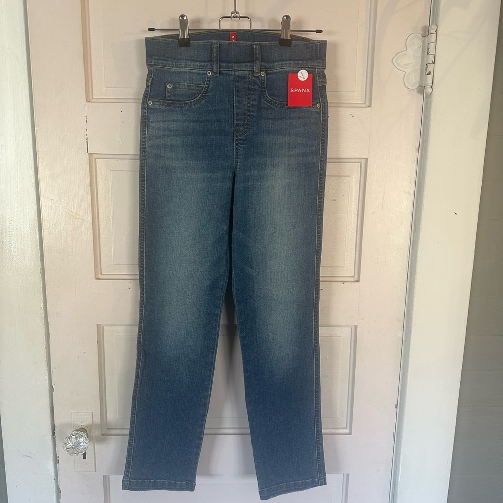SPANX Blue Straight Leg Jeans